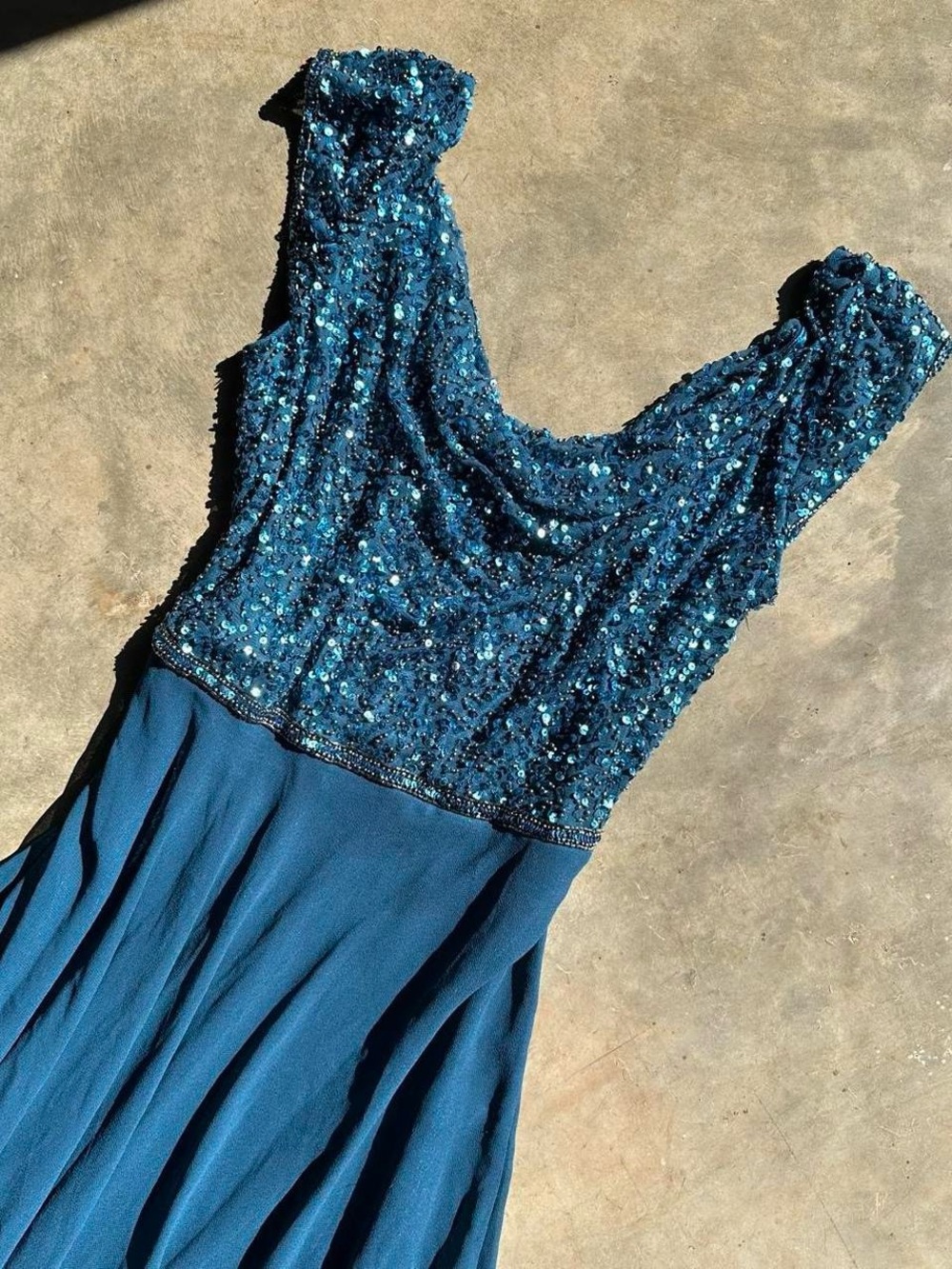 Teal Sequin Bodice Evening Gown ✨
